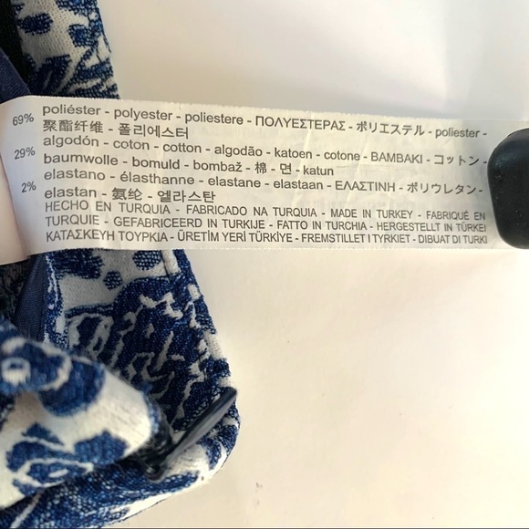 ZARA WOMAN BLUE CROP PANTS  WHITE STRAIGHT LEG PANTS WOMEN SIZE SMALL - Picture 10 of 12